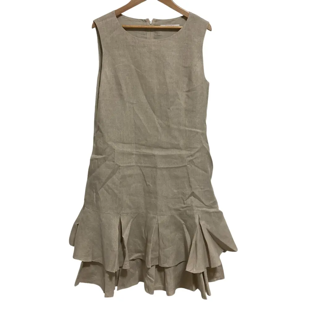 FOXEY フォクシー Marigold ノースリーブ フリル リネンワンピース 37935 サイズ40 ベージュ