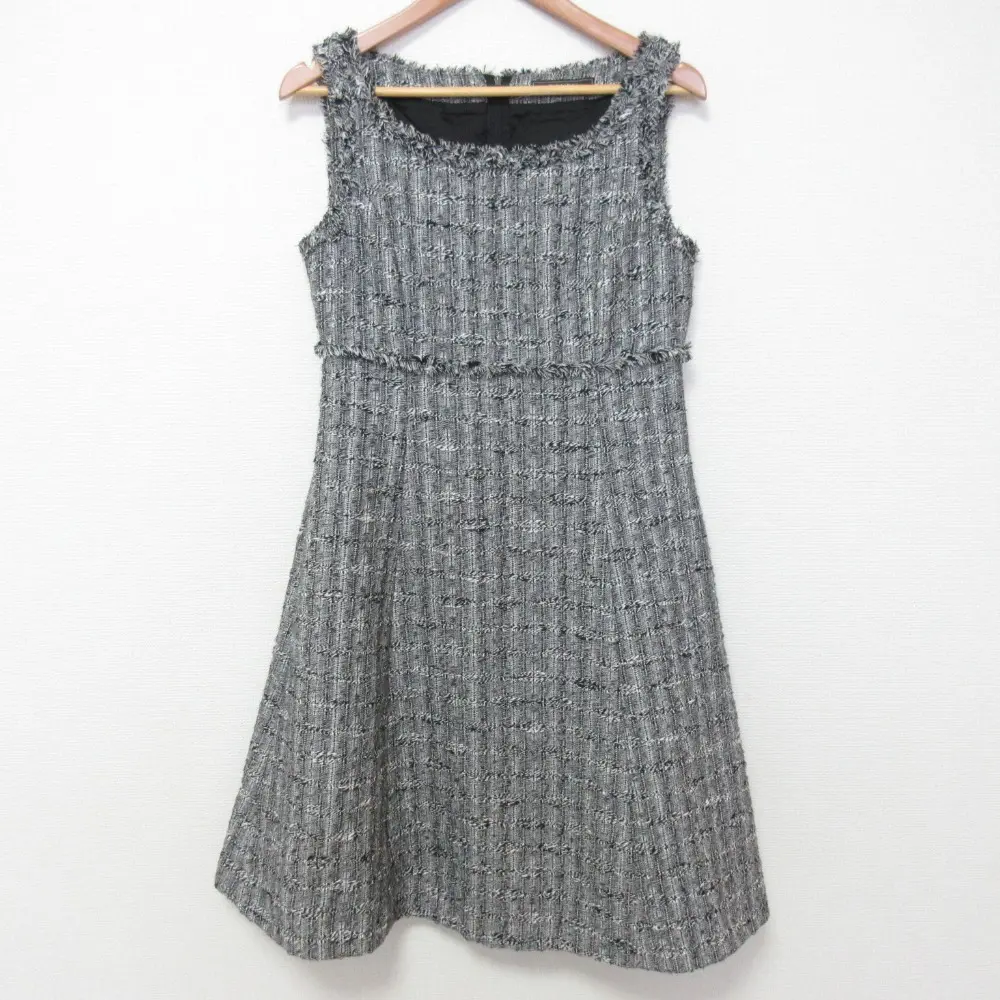 FOXEY フォクシー Dress Tweed ノースリーブ ツイードワンピース 39220 サイズ40 ブラック×ホワイト