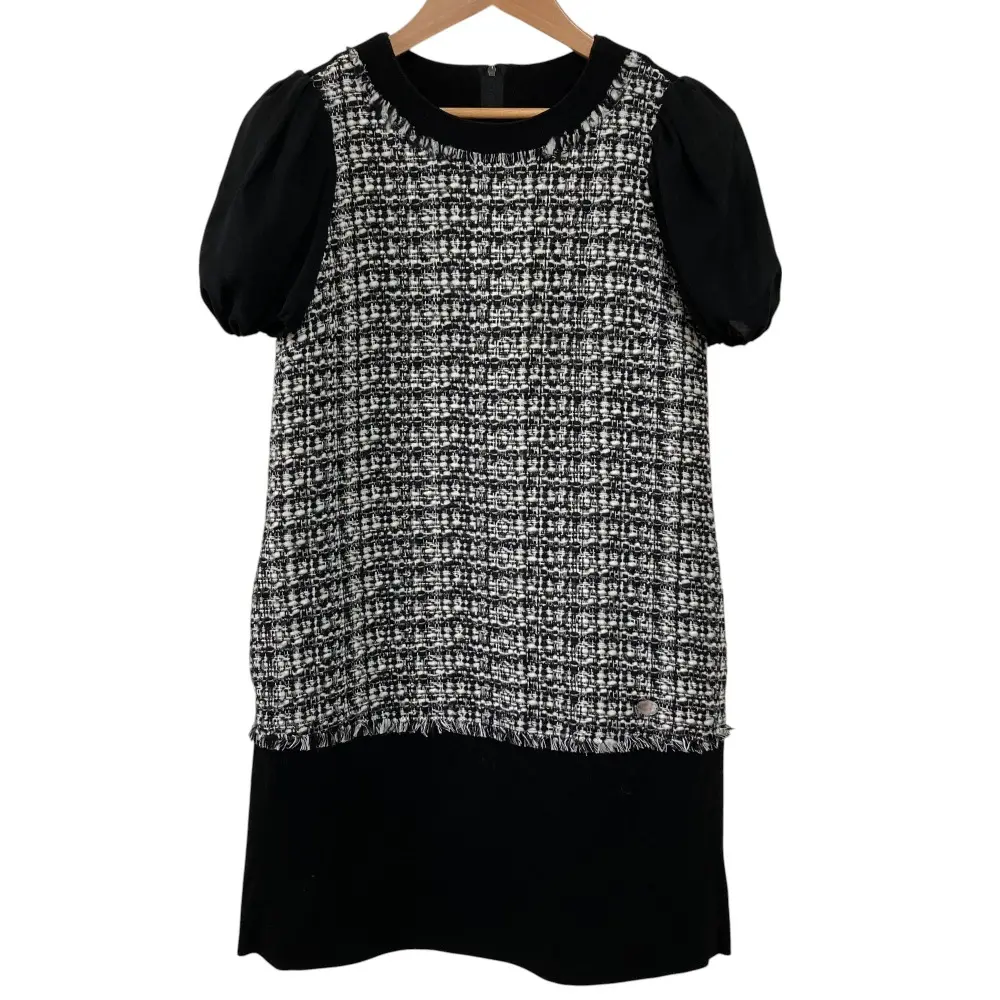 FOXEY フォクシー ショートスリーブ シアーパフスリーブ ツイードワンピース 33005 サイズ40 ブラック