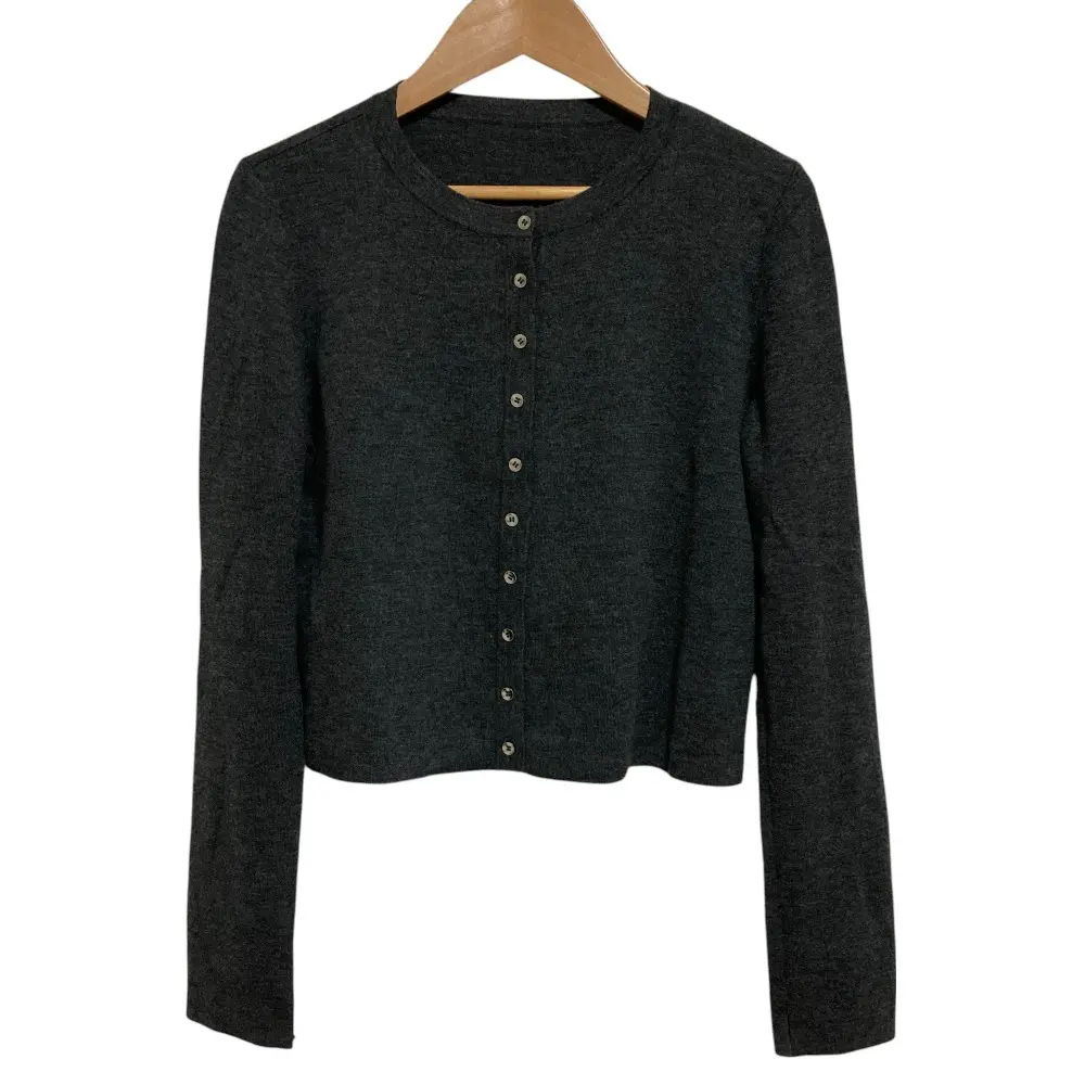 FOXEY フォクシー PETIT ウール クルーネック クロップド ニットカーディガン 33557 38 グレー