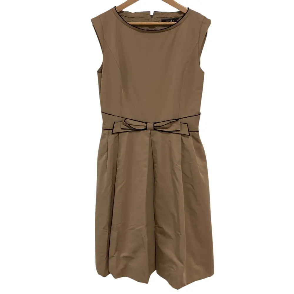 FOXY フォクシー ウエストリボン ノースリーブドレス ワンピース 31422 サイズ40 ブラウン