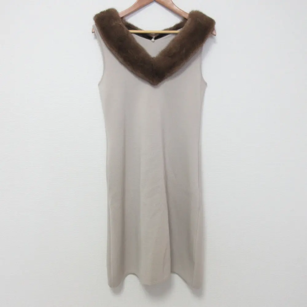 FOXEY フォクシー プリンセス エル ミンクファー ノースリーブ ワンピース 37071 サイズ40 ベージュ