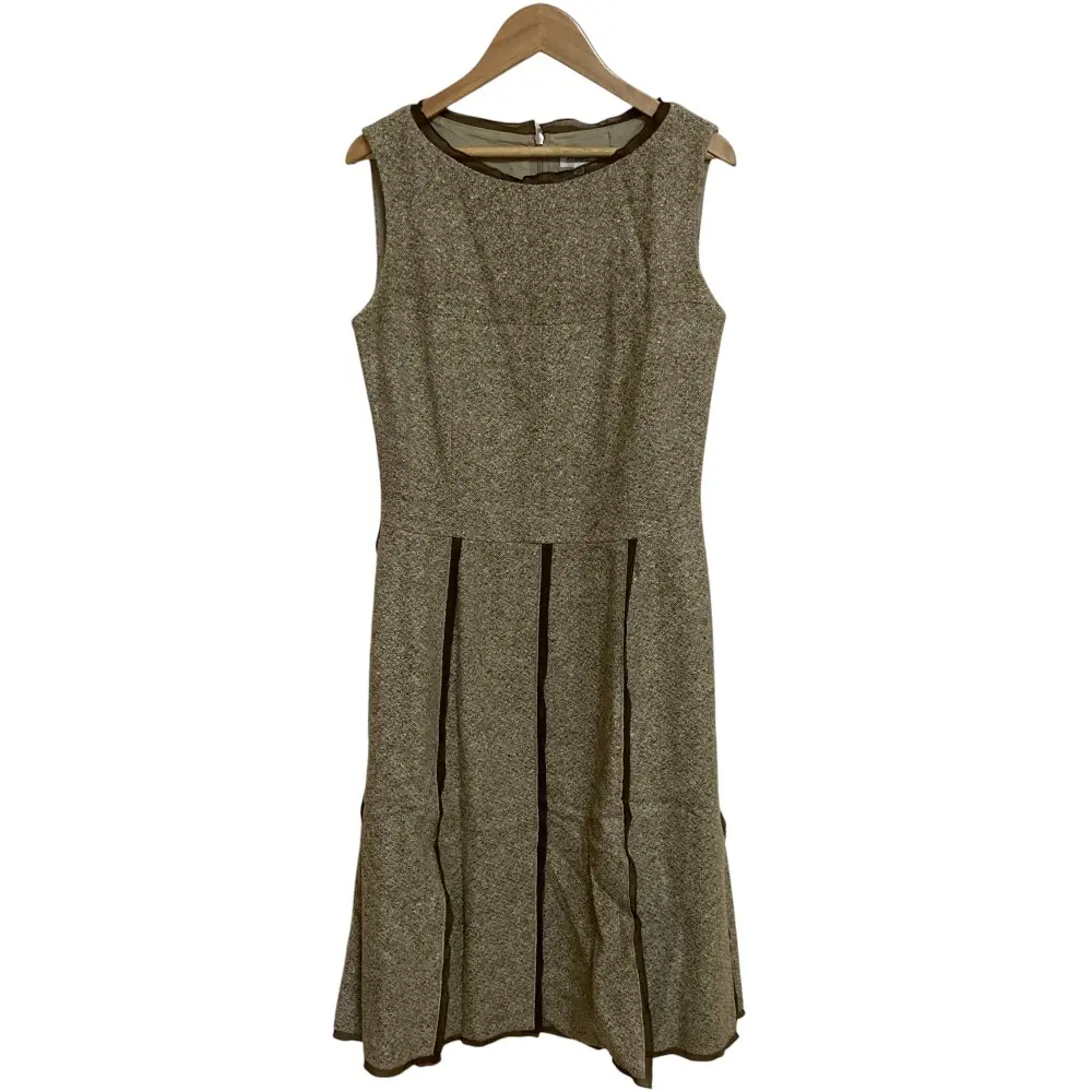 FOXEY フォクシー シルクツイード ノースリーブ ひざ丈 ワンピース サイズ38 ブラウン