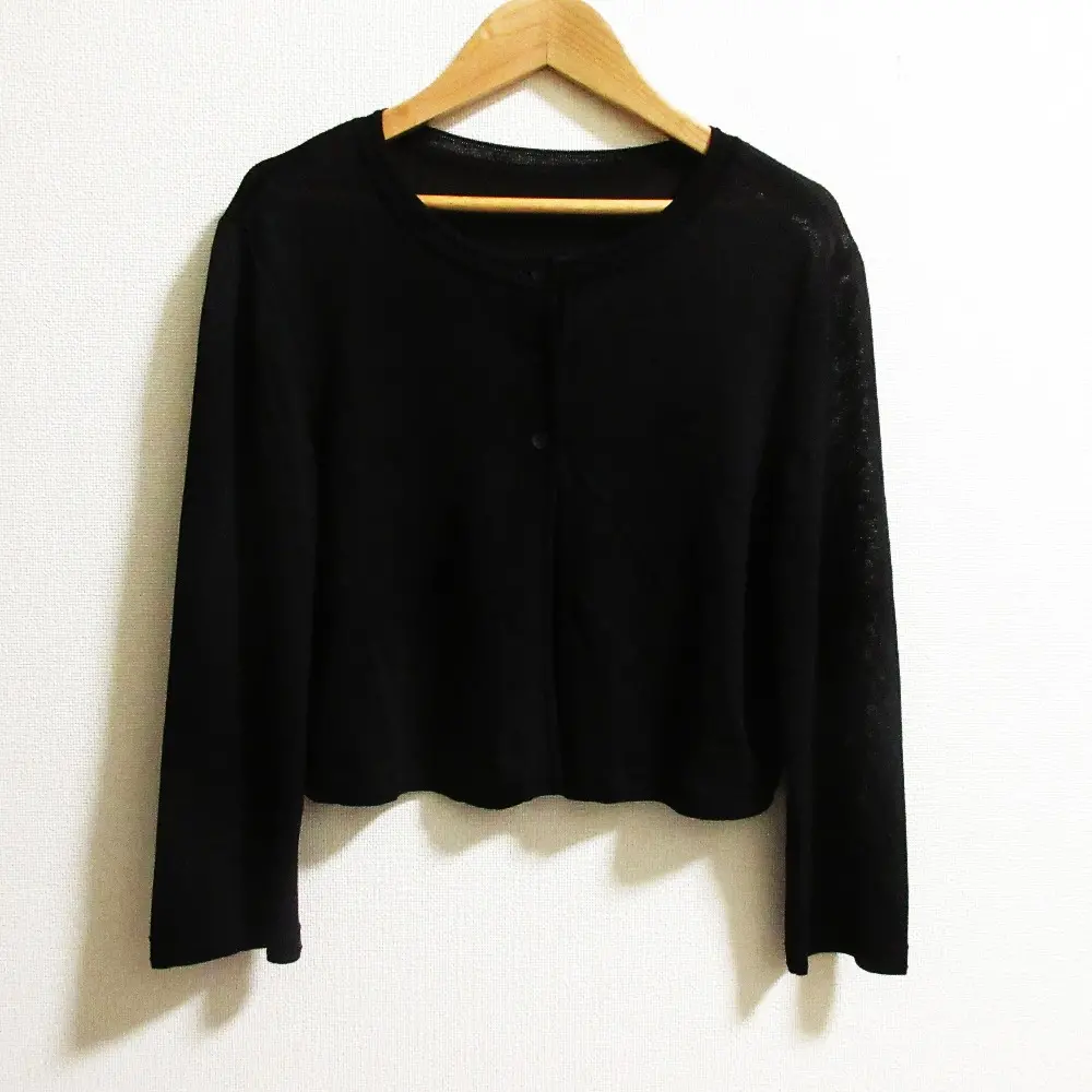 FOXEY フォクシー F・T Cardigan クルーネック 長袖 ニットカーディガン ボレロ 39675 サイズ40 ブラック