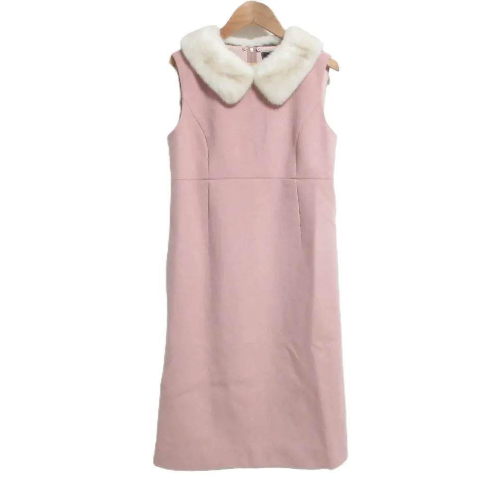 FOXEY フォクシー Whipped Cream ホイップドクリーム ミンクファー ノースリーブ ドレス ワンピース 42411 40サイズ ピンク