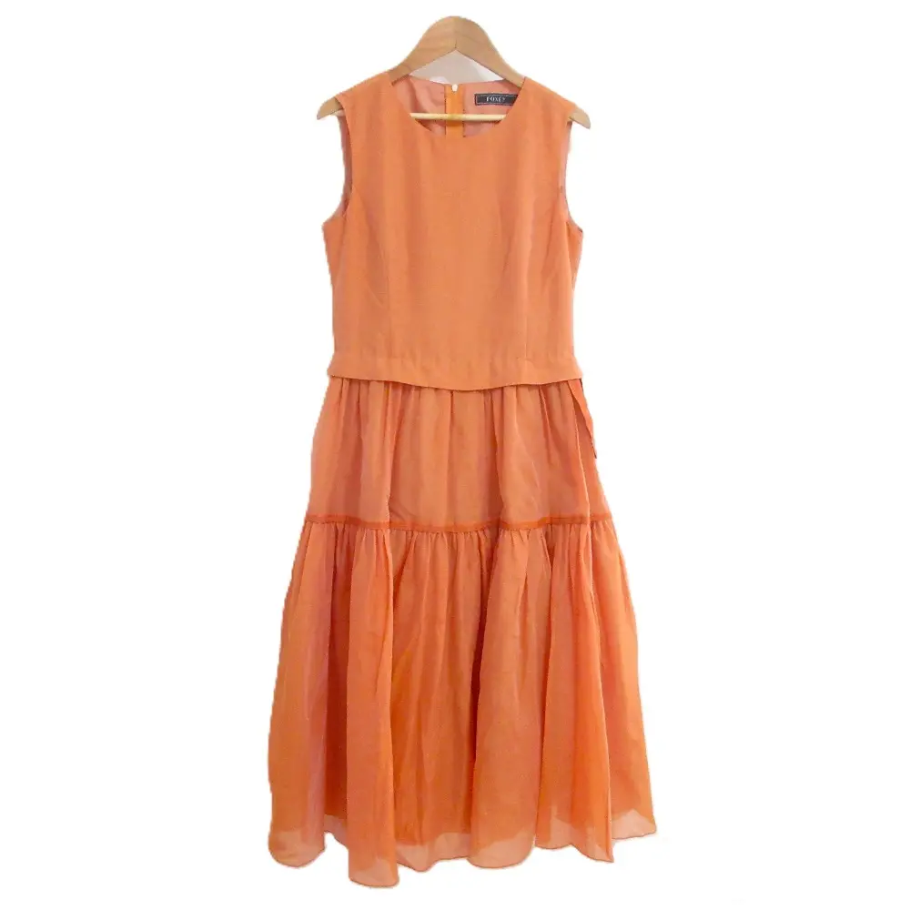 FOXEY フォクシー DRESS BONNE CHANCE ボンヌシャンス ノースリーブワンピース 43752 38サイズ オレンジ