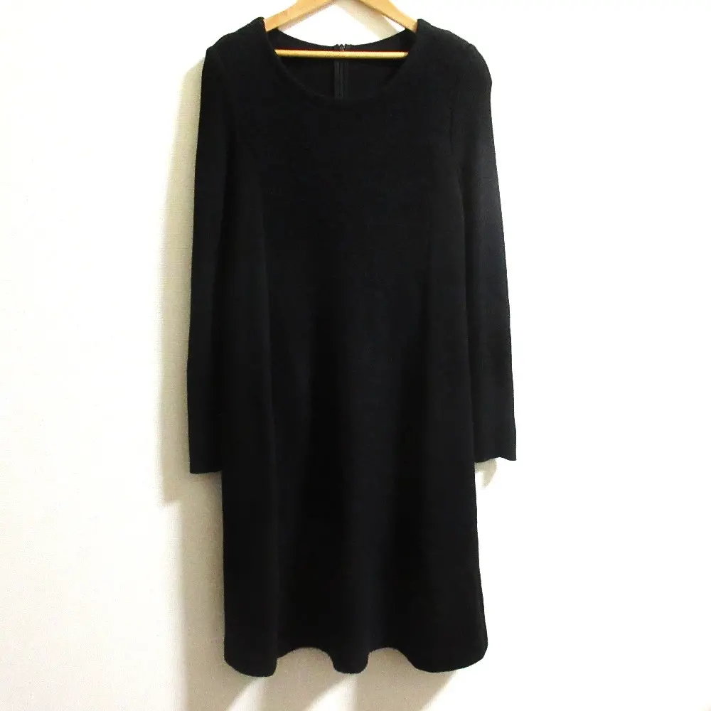 FOXEY フォクシー Dress Colline グレースウール 長袖 ひざ丈 ニットワンピース 36417 サイズ42 ブラック