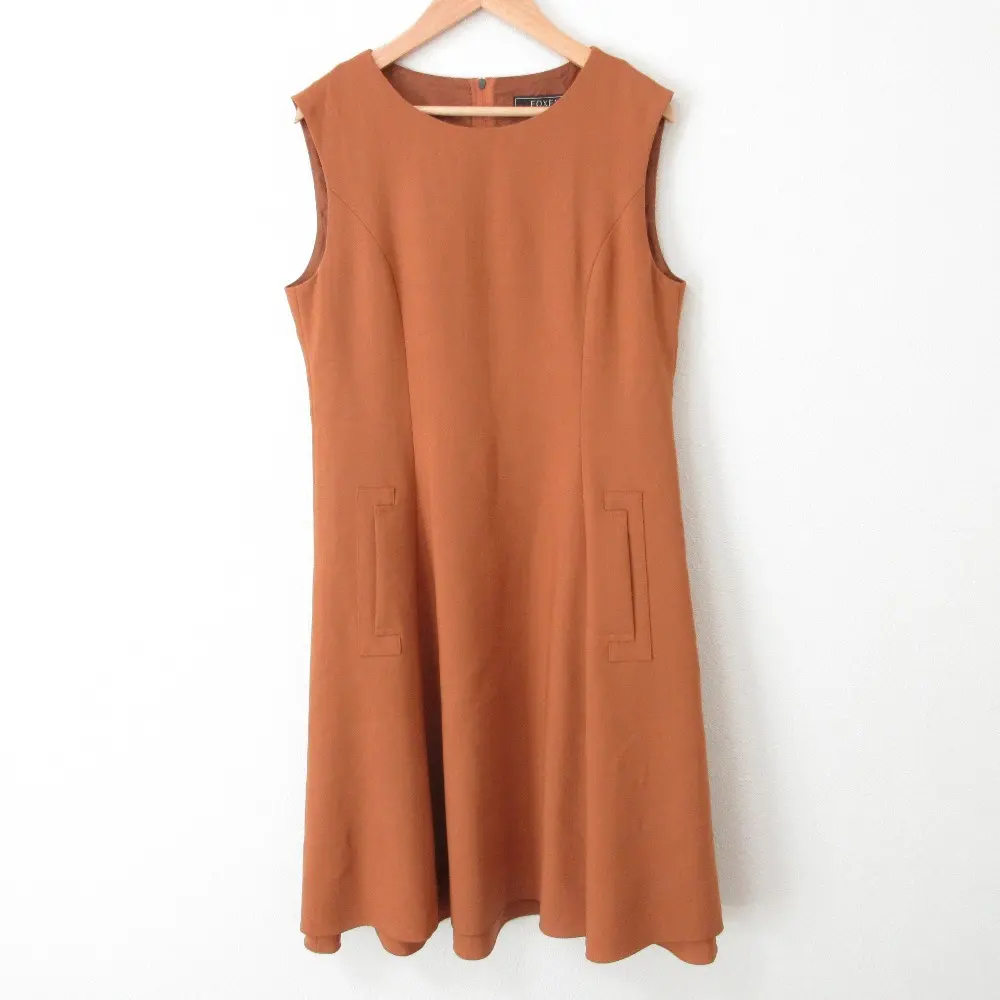 FOXEY フォクシー ノースリーブ ウールワンピース 36296 サイズ40 テラコッタ