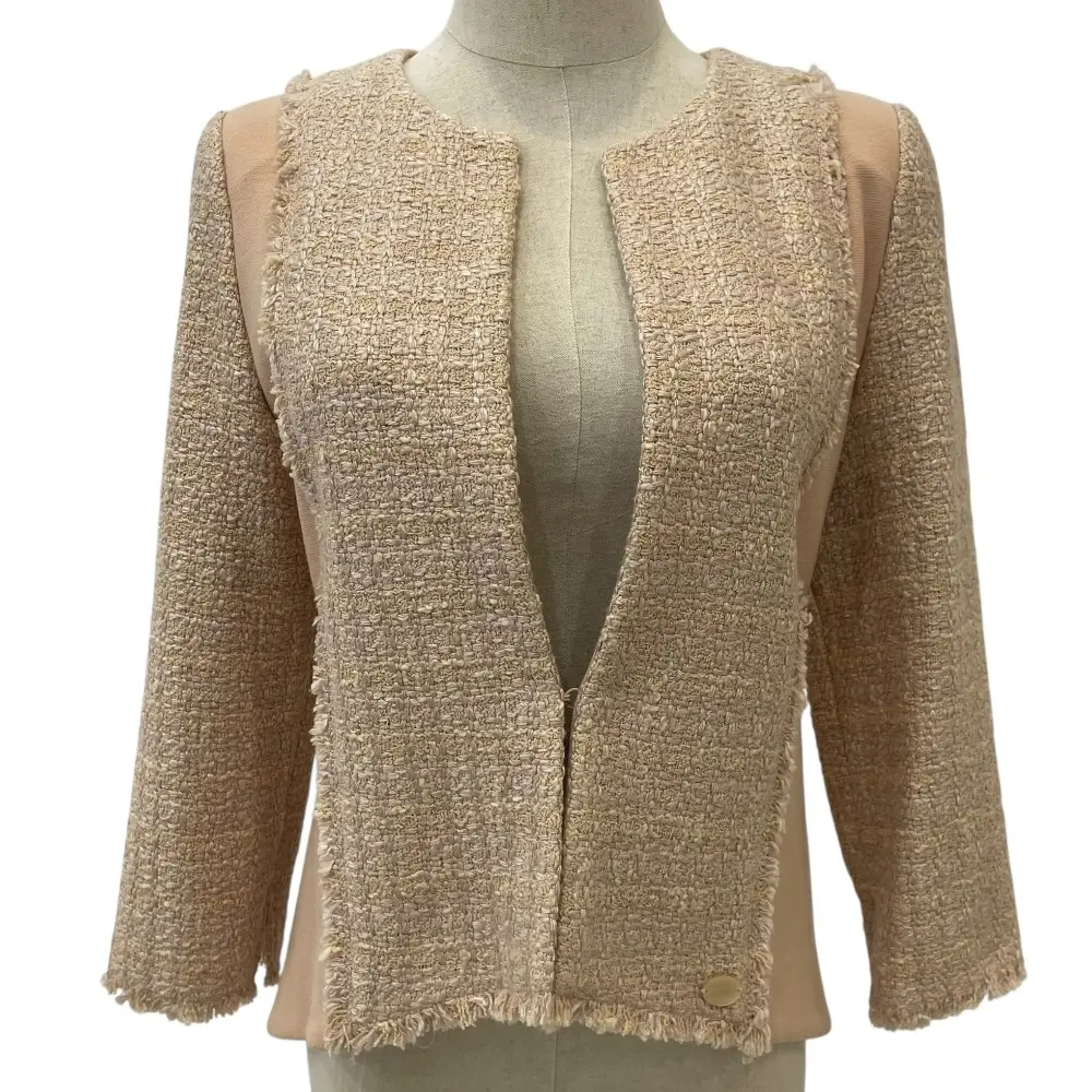 FOXEY フォクシー ツイード切替 カラーレスジャケット 40 ベージュ