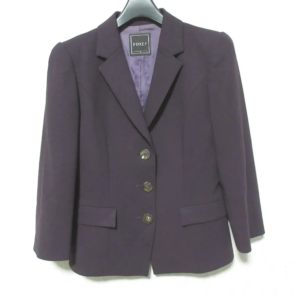 FOXEY フォクシー ウール ストレッチ テーラードジャケット 27413 サイズ42 パープル