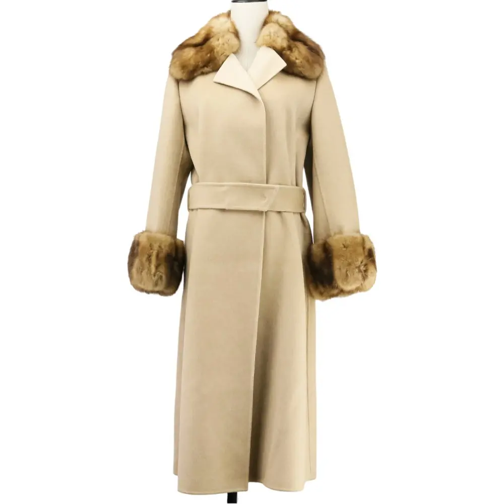 FOXEY フォクシー ロシアンセーブルトリム カシミア100% ロングコート 24622 F ベージュ