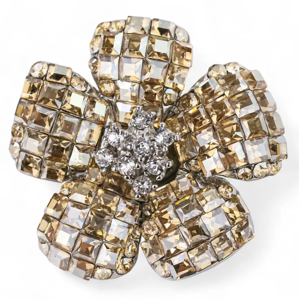 FOXEY フォクシー フラワーモチーフ ブローチ シルバーカラー ブロンズカラー