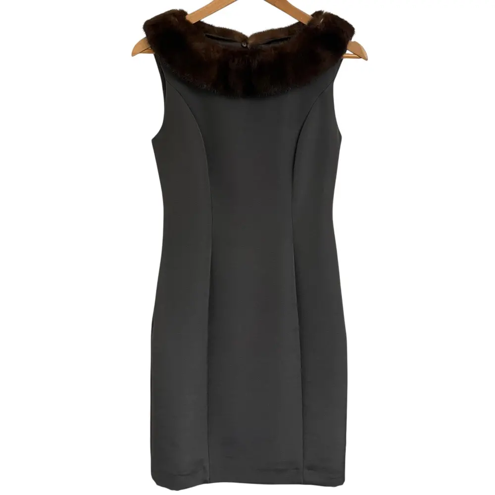 FOXEY フォクシー ミンクカラー シルクブレンド ひざ丈 ノースリーブワンピース 29105 38 チャコールグレー