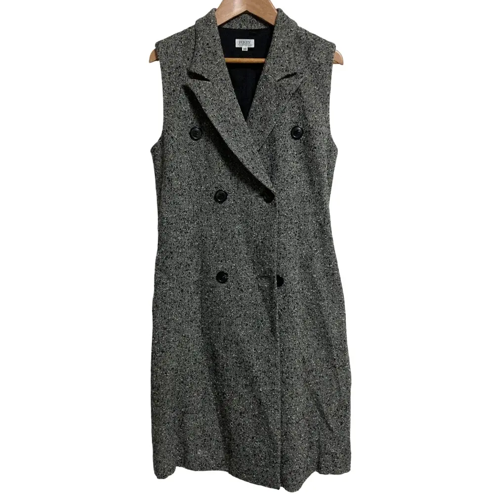 FOXEY フォクシー ツイード ダブルブレスト ロングジレ ベスト ベルト付き サイズ38 ブラック
