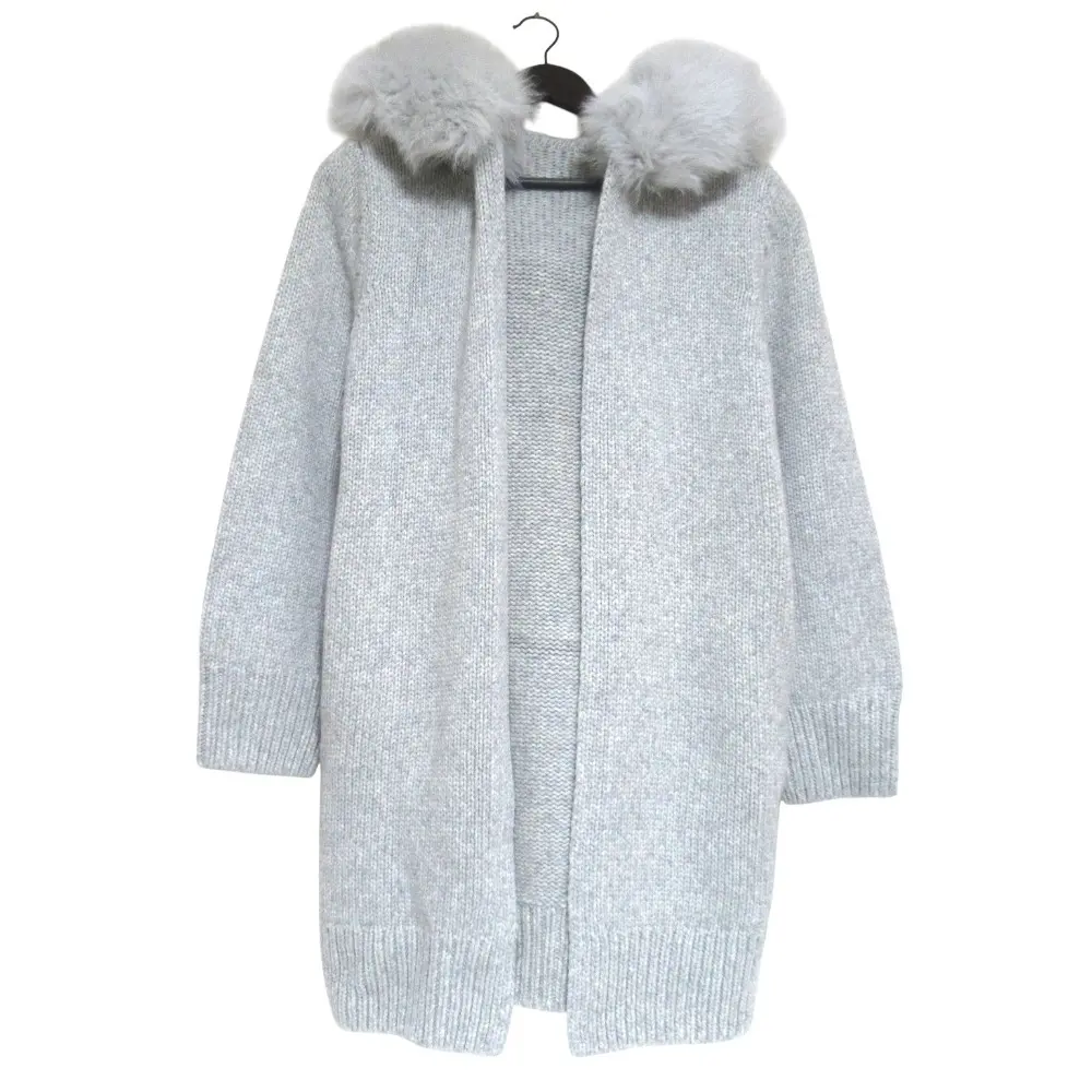 FOXEY BOUTIQUE フォクシーブティック Knit Coat FOX SOLEIL フォックスファー フーディー カシミヤ ニット コート 38516 F 灰