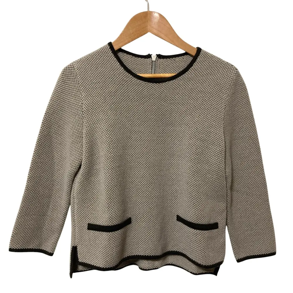 FOXEY フォクシー ウールニット ブラウス 34191 サイズ38 グレージュ