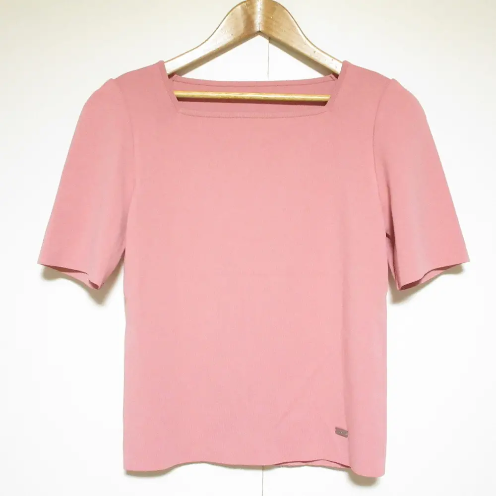 FOXEY フォクシー Knit Top Elegant Square 半袖 ニット カットソー 37943 サイズ40 ローズペタル