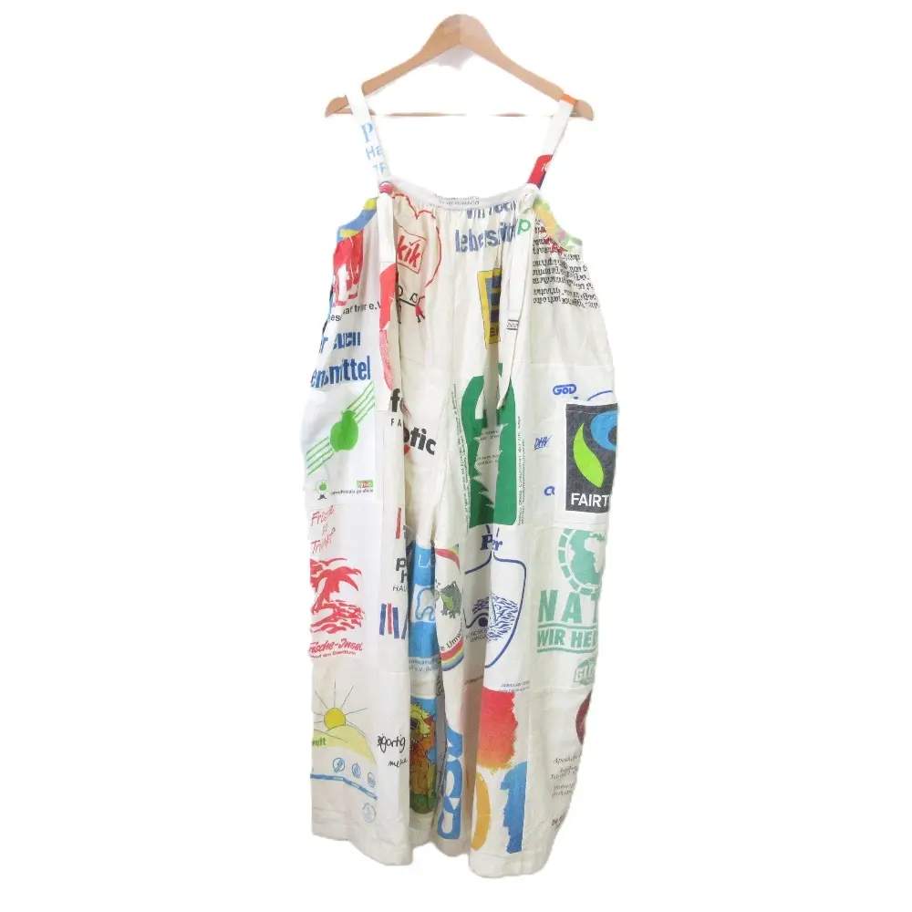 Freada フリーダ パッチワーク Vintageヨーロピアンエコバッグリメイク コットン サロペット ONE SIZE アイボリー