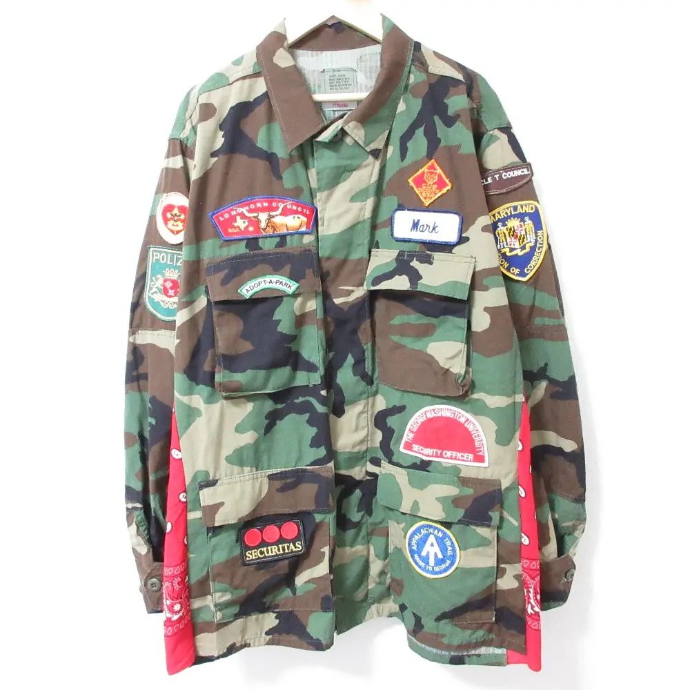 24AW Freada フリーダ カモフラ バンダナドッキング ワッペン オーバーサイズ ミリタリージャケット シャツジャケット F カーキ