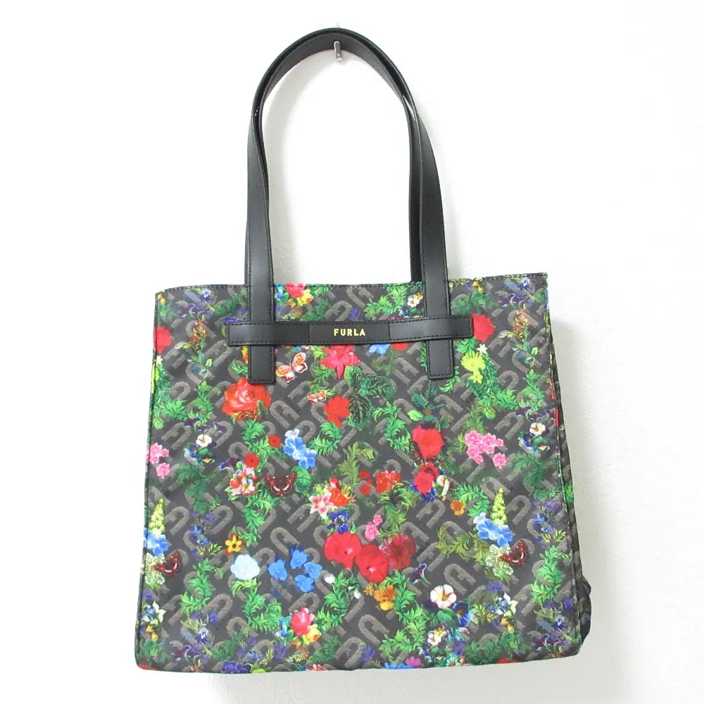 FURLA フルラ DIGIT Tote L Floral and Arch ディジット フラワープリント ナイロン トートバッグ WB00202 BX0179 ブラウン系
