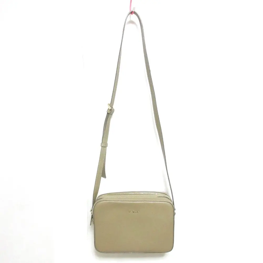 FURLA フルラ LILLI レザー クロスボディ ショルダーバッグ グレーカーキ
