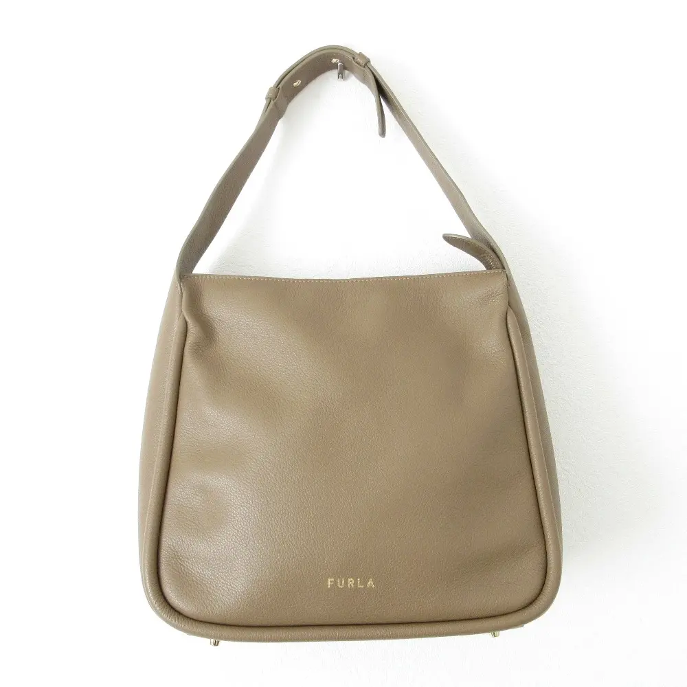 FURLA フルラ ESTER M HOBO イースター レザー トートバッグ ハンドバッグ グレージュ