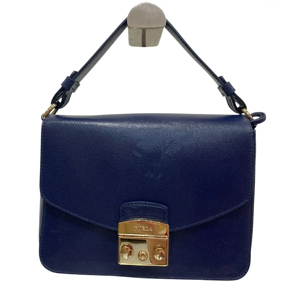 FULRA フルラ メトロポリス レザー 2WAY ハンドバッグ ショルダーバッグ ネイビー