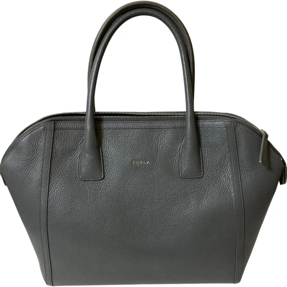 FURLA フルラ レザー トートバッグ ハンドバッグ グレー