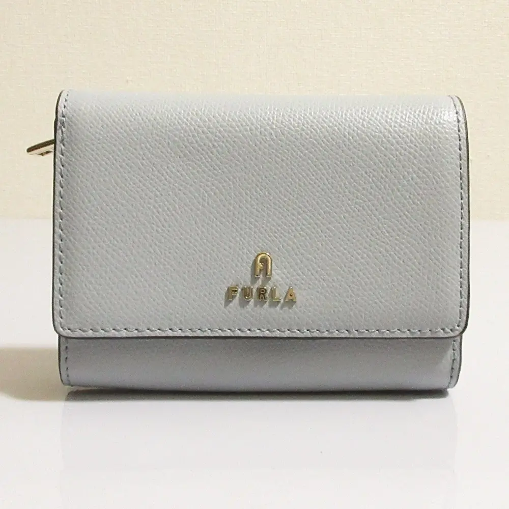 FURLA フルラ CAMELIA レザー 二つ折り財布 コンパクトウォレット ライトブルー