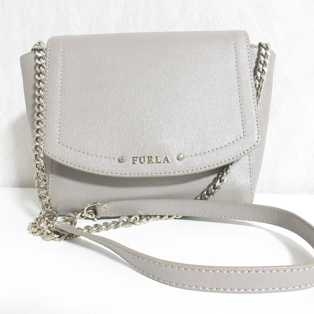 FURLA フルラ NEW DAISY MINI レザー チェーン ショルダーバッグ グレー
