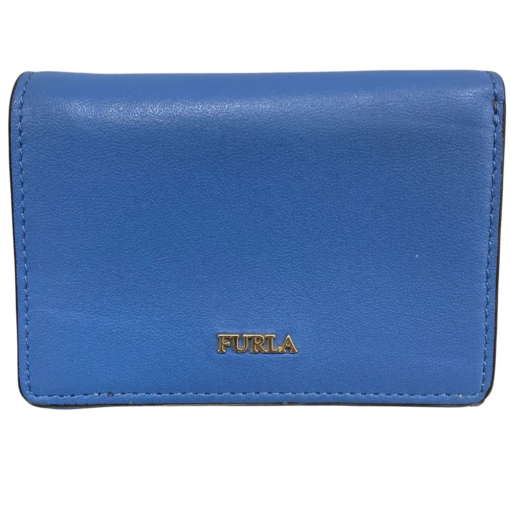 FURLA フルラ レザー コンパクトウォレット 三つ折り財布 ブルー