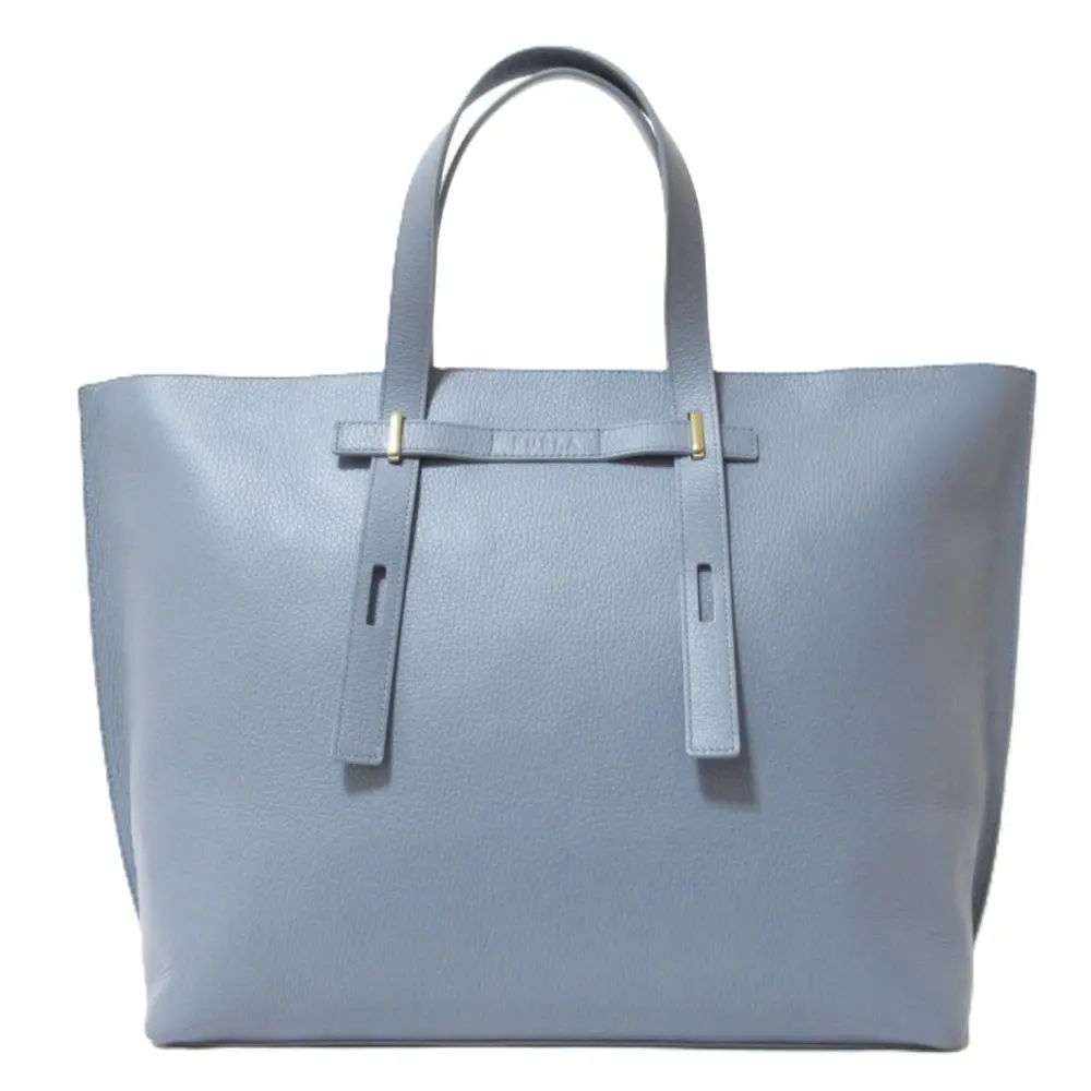 FURLA フルラ Giove ジョベ レザー ロゴ型押し トートバッグ ワンショルダーバッグ ライトブルー×シルバー金具
