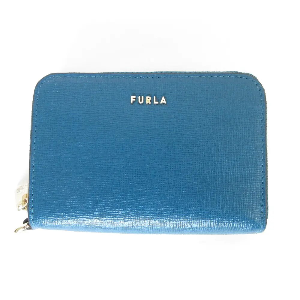 FURLA フルラ BABYLON バビロン S ラウンドジップ カードケース 名刺入れ 財布 ブルー 