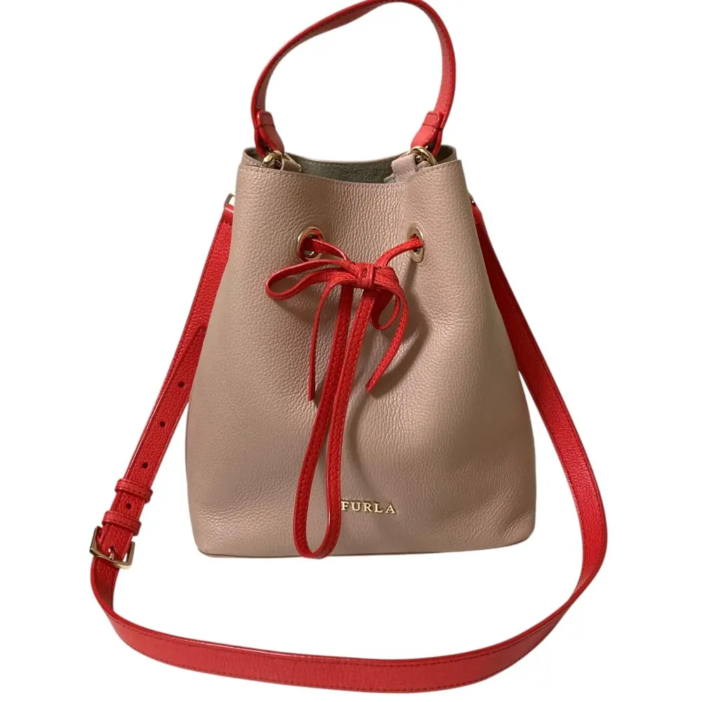 FURLA フルラ 2way 巾着ショルダーバッグ ハンドバッグ ピンク レッド