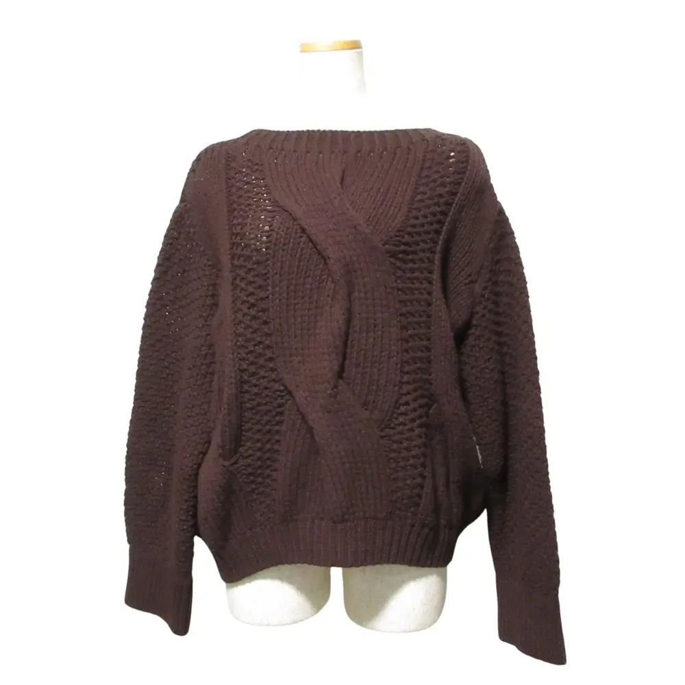 24AW GALERIE VIE ギャルリーヴィー ビッグケーブル ボートネックプルオーバー ニット セーター F ブラウン