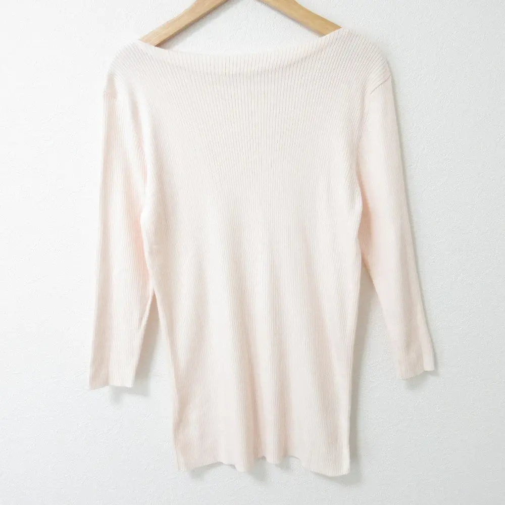 25SS GALERIE VIE ギャルリーヴィー トゥモローランド ギザコットンリブ ボートネックプルオーバー サイズＦ ライトピンク