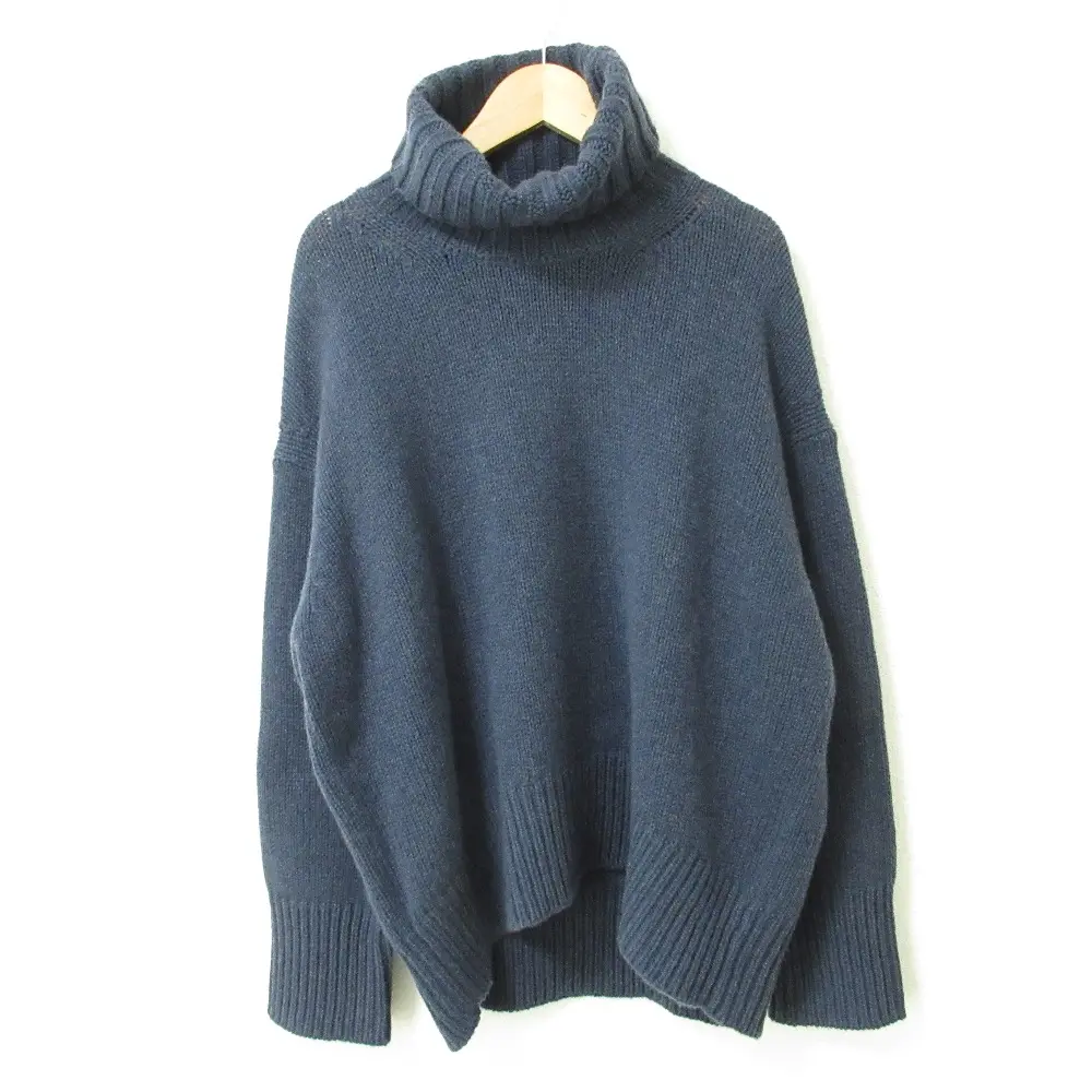 GALERIE VIE ギャルリーヴィー ファインウール タートルネック 長袖 オーバーサイズ ニット セーター サイズS ネイビー