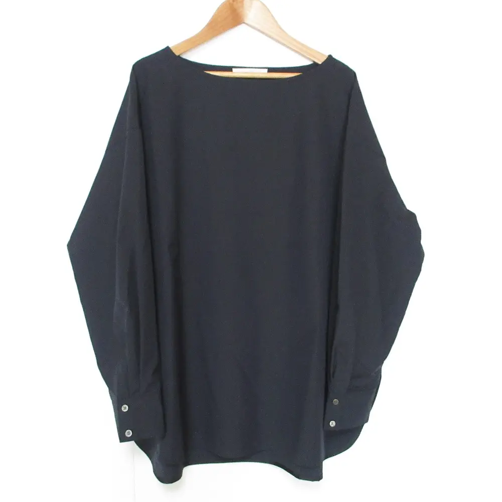 22AW GALERIE VIE ギャルリーヴィー トゥモローランド ウールタイプライター ボートネックブラウス プルオーバー F ネイビー 