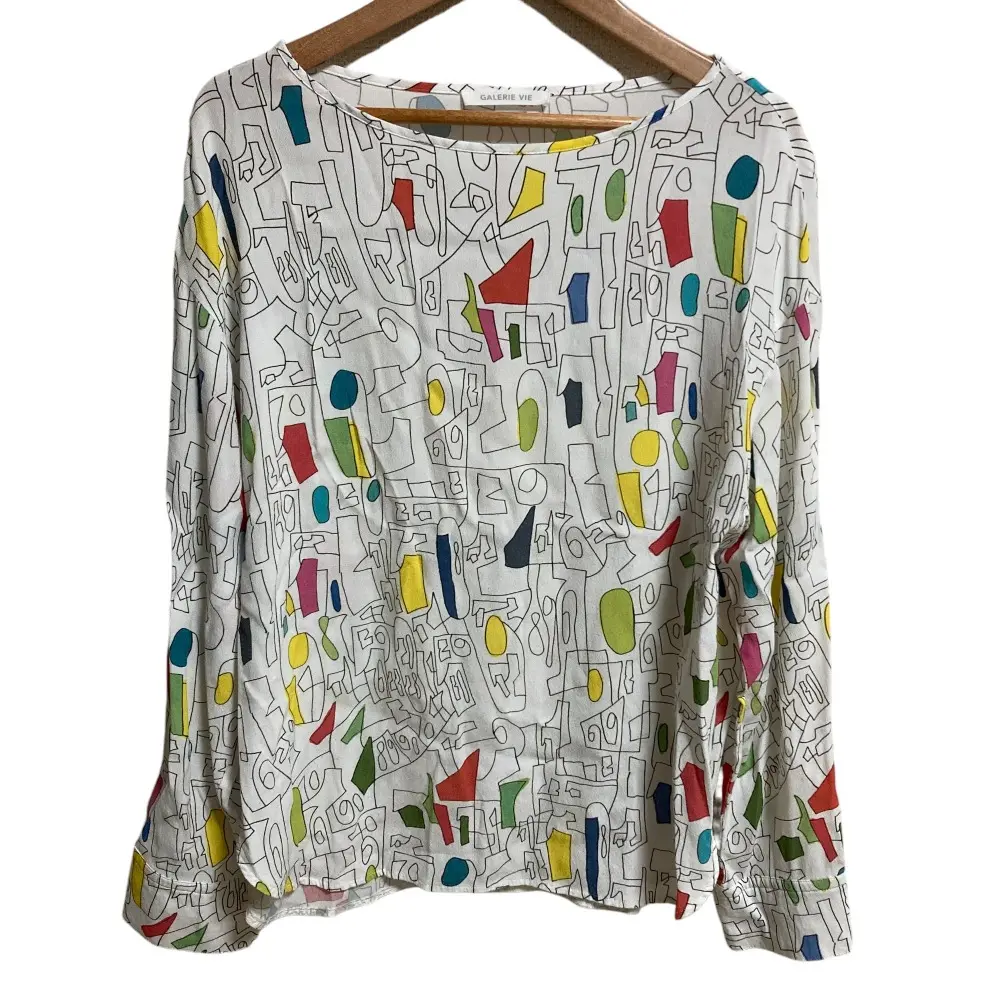22AW GALERIE VIE ギャルリーヴィー HERALBONY プリント ボートネックプルオーバー カットソー サイズF ホワイト