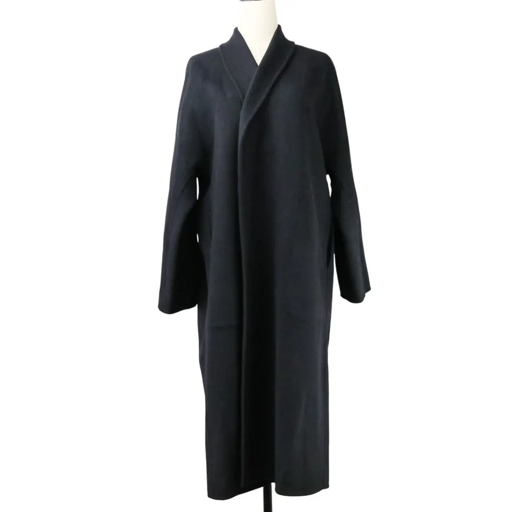 24AW GALERIE VIE ギャルリーヴィー ショールカラー ダブルフェイス ロングコート F ブラック