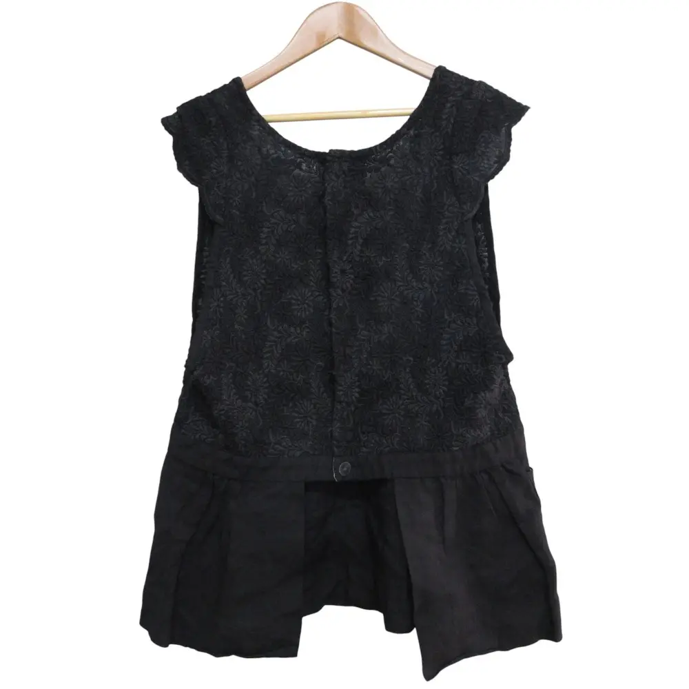 GASA ガサ コットンレース 七分袖 プルオーバー ブラウス L ホワイトの