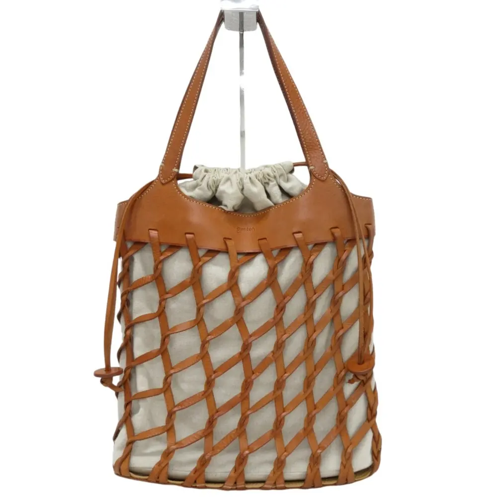 genten ゲンテン カットワークレザー トートバッグ ブラウンの買取相場