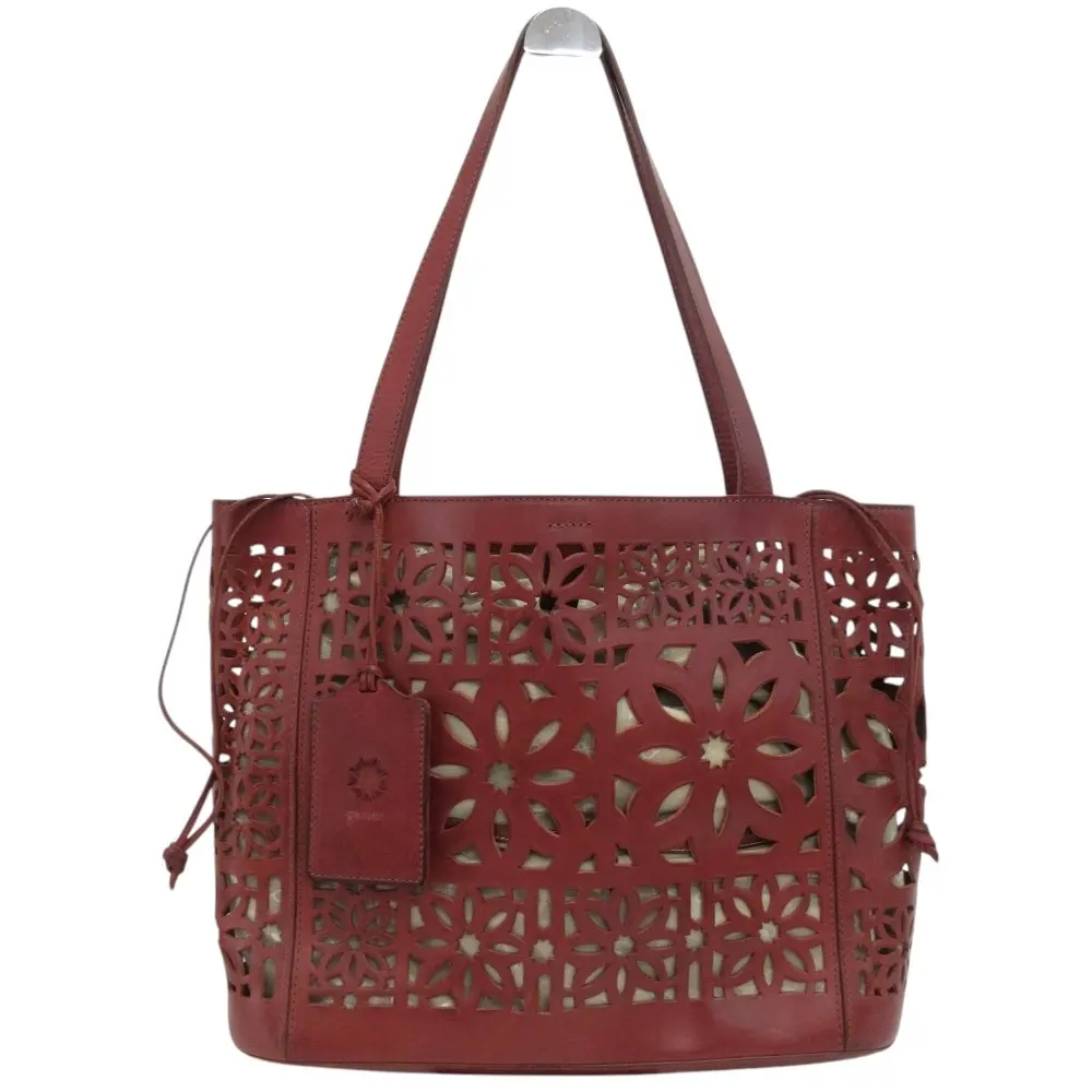 genten ゲンテン カットワークレザー トートバッグ ブラウンの買取相場