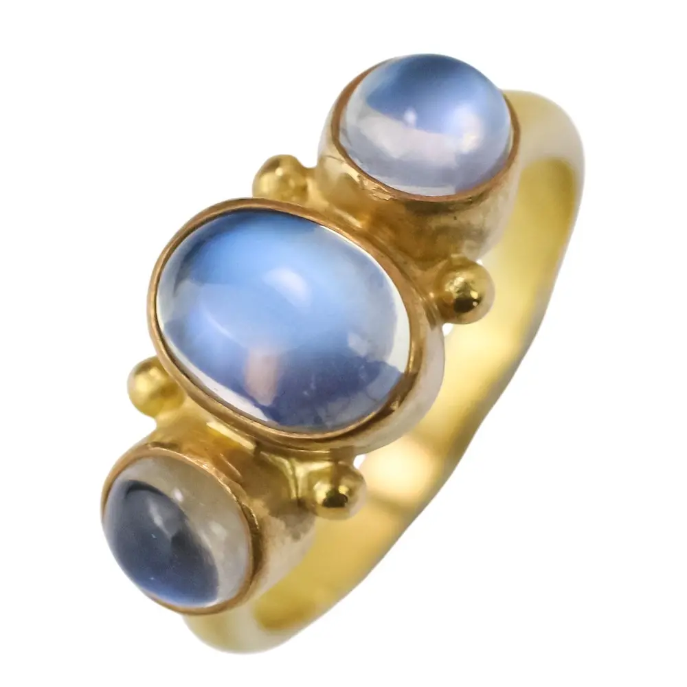 Georg Jensen ジョージジェンセン 1003 3P ムーンストーン 750 K18YG リング 指輪 11号 イエローゴールド