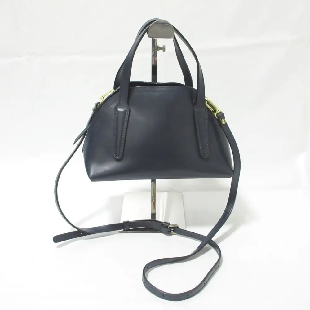 GIANNI CHIARINI ジャンニキャリーニ 2way ハーフムーン型 ボストンバッグ ハンドバッグ ショルダーバッグ ネイビー