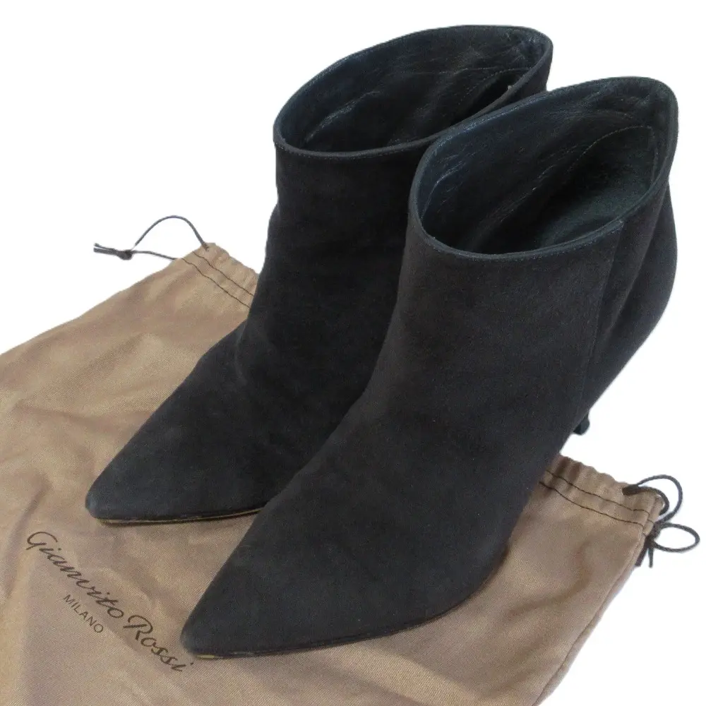 Gianvito Rossi ジャンヴィトロッシ スエード ピンヒール ポインテッドトゥ ブーティ ショートブーツ 36 23.0cm相当 ブラック