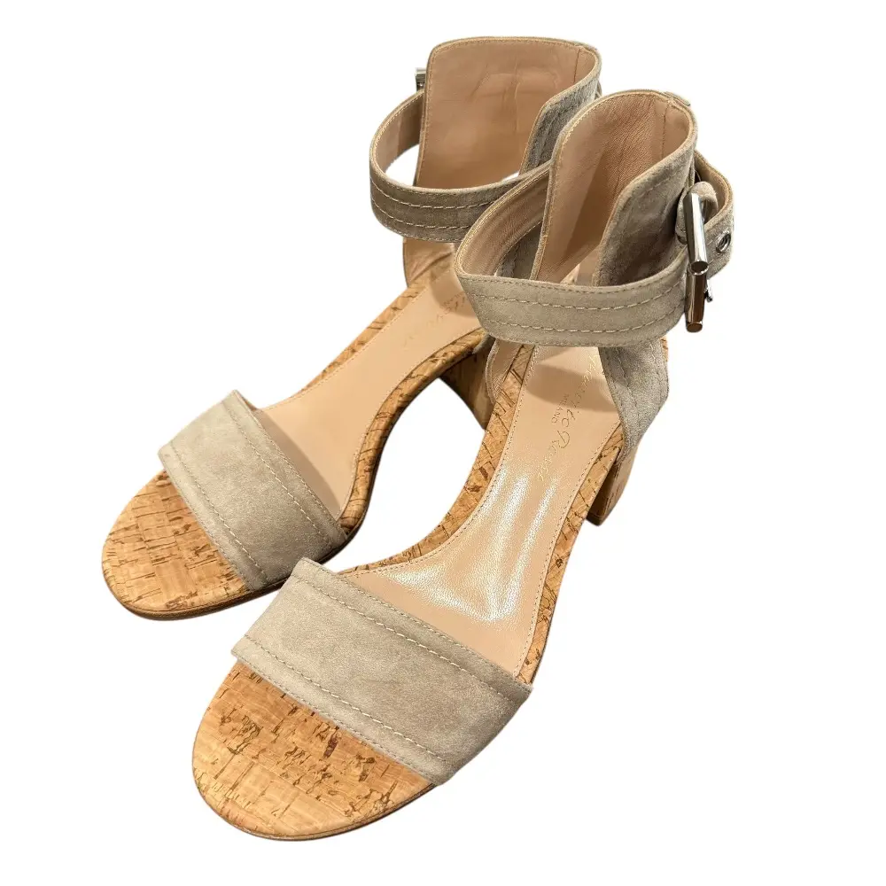 Gianvito Rossi ジャンヴィトロッシ RIKKI LOW スエード アンクルストラップ サンダル 36 23cm ベージュ