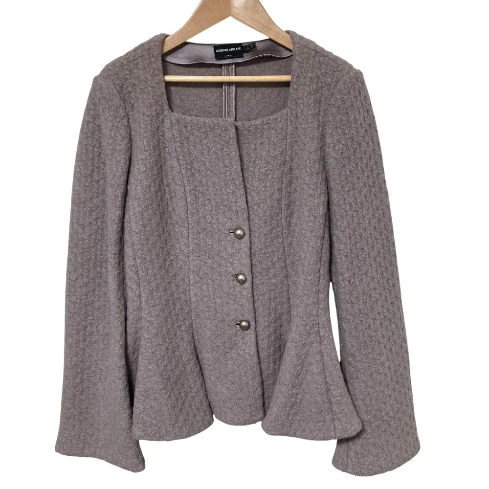 GIORGIO ARMANI ジョルジオアルマーニ スクエアネック ウールジャケット サイズ44 スモークパープル