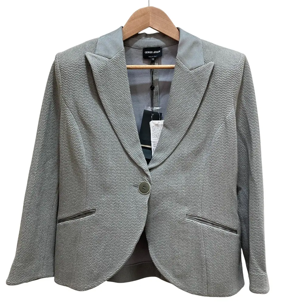 GIORGIO ARMANI ジョルジオアルマーニ サテン切替 テーラードジャケット SIZE46 グレー