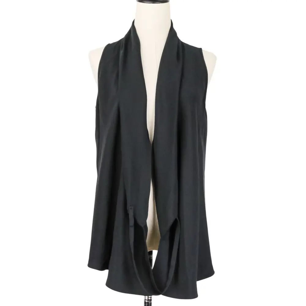GIORGIO ARMANI ジョルジオアルマーニ SILK CROSSOVER TOP シルク ドレープブラウス 2SHCC02F サイズ44 ブラック